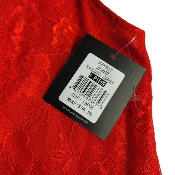 Just Sexy Barbados Cherry One Piece Lace Bodysuit Intimates Large NWT - Picture 11 of 14
